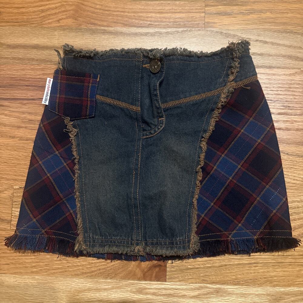 Mary-Kate and Ashley Girls Denim Mini Skirt Size 4 Denim Plaid Y2K Vintage